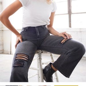 LEE BLACK HIGH WAIST CROPPED WIDE LEG JEAN